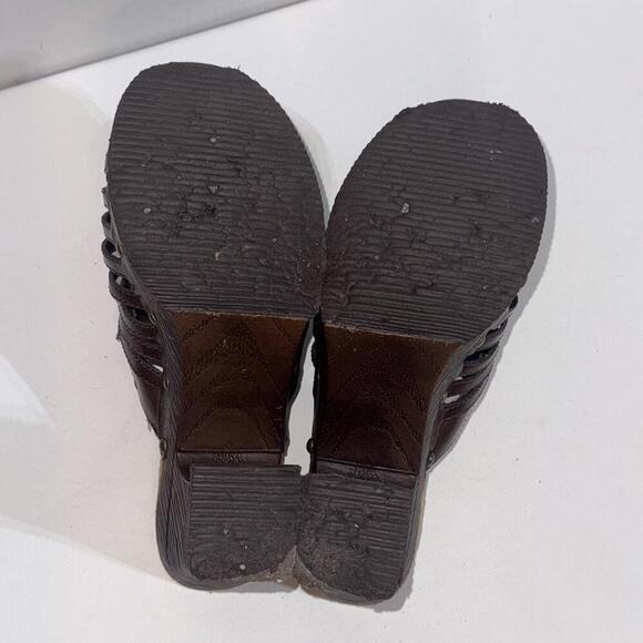 Route 66 Y2K 2000s Platform Chunky Brown Faux Leather Strappy Heel Mules Clogs - Picture 11 of 15